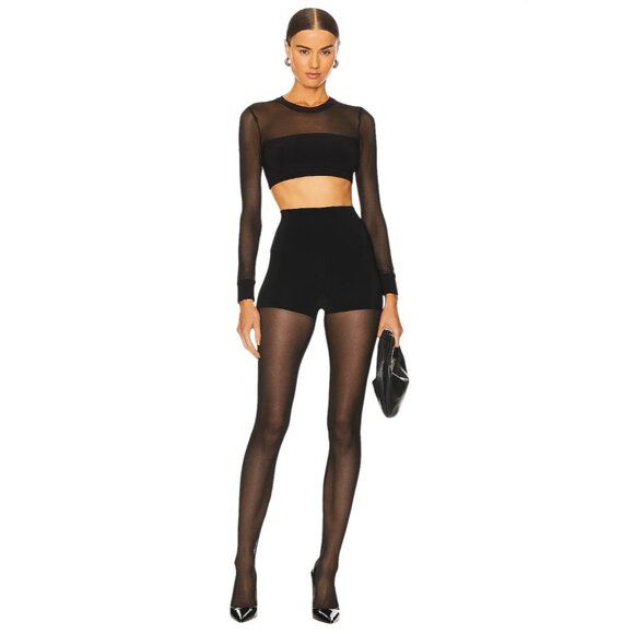 Norma Kamali x REVOLVE Legging With Mesh Bottom Footsie in Black XX-Small Womens - Picture 1 of 10